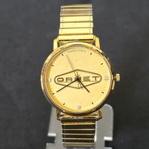 Vtg Hamilton Ormet Company  32mm Swiss Quartz Watch Gold Tone Stretch Band